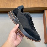 Loro Piana Week End Walk Sneaker FAP9780 in black suede with Wind microfibre and Storm System, single side view
