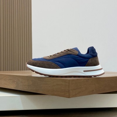 Loro Piana Week End Walk Sneaker FAP9780 Blue and Brown Suede & Storm System Microfibre – Luxury Low-Top Sneakers