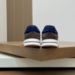 Loro Piana Week End Walk Sneaker FAP9780 in blue and brown suede with Wind microfibre and Storm System, single side view