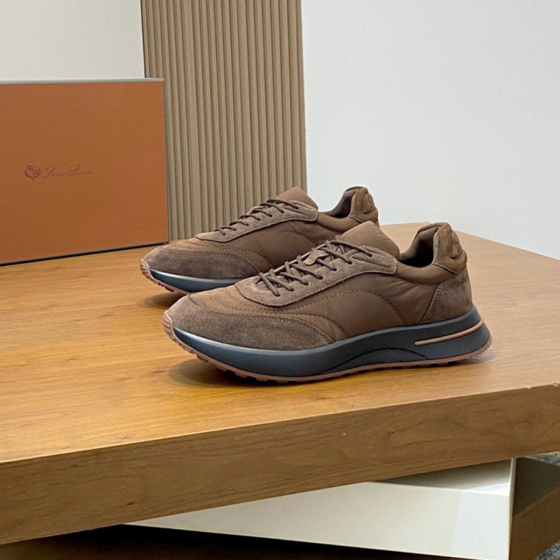 Loro Piana Week End Walk Sneaker FAP9780 in brown suede with Wind microfibre and Storm System, single side view