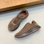 Loro Piana Week End Walk Sneaker FAP9780 in brown suede with Wind microfibre and Storm System, single side view