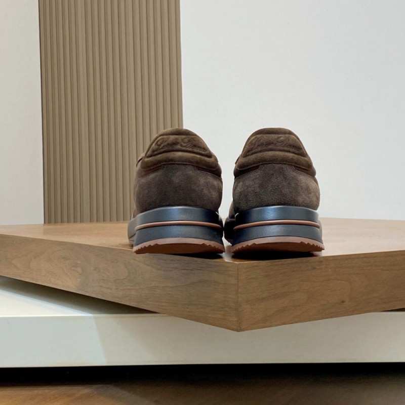 Loro Piana Week End Walk Sneaker FAP9780 in brown suede with Wind microfibre and Storm System, single side view