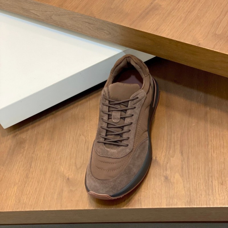 Loro Piana Week End Walk Sneaker FAP9780 in brown suede with Wind microfibre and Storm System, single side view