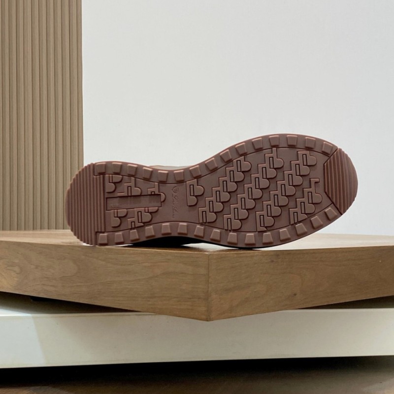 Loro Piana Week End Walk Sneaker FAP9780 in brown suede with Wind microfibre and Storm System, single side view