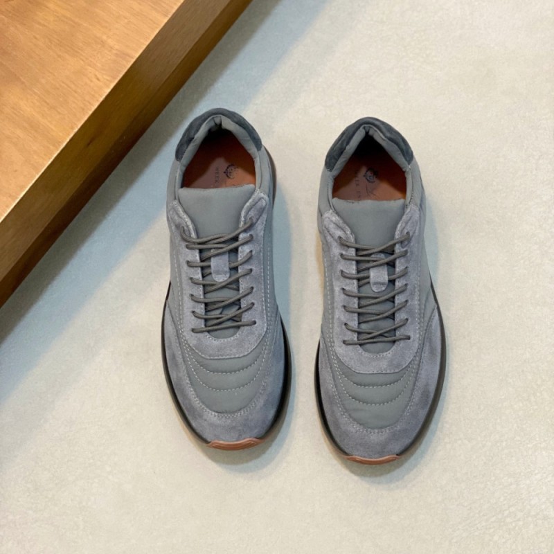 Loro Piana Week End Walk Sneaker FAP9780 in grey suede with Wind microfibre and Storm System, single side view
