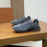 Loro Piana Week End Walk Sneaker FAP9780 in grey suede with Wind microfibre and Storm System, single side view