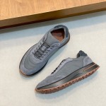 Loro Piana Week End Walk Sneaker FAP9780 in grey suede with Wind microfibre and Storm System, single side view