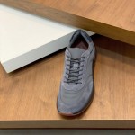 Loro Piana Week End Walk Sneaker FAP9780 in grey suede with Wind microfibre and Storm System, single side view