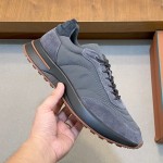 Loro Piana Week End Walk Sneaker FAP9780 in grey suede with Wind microfibre and Storm System, single side view