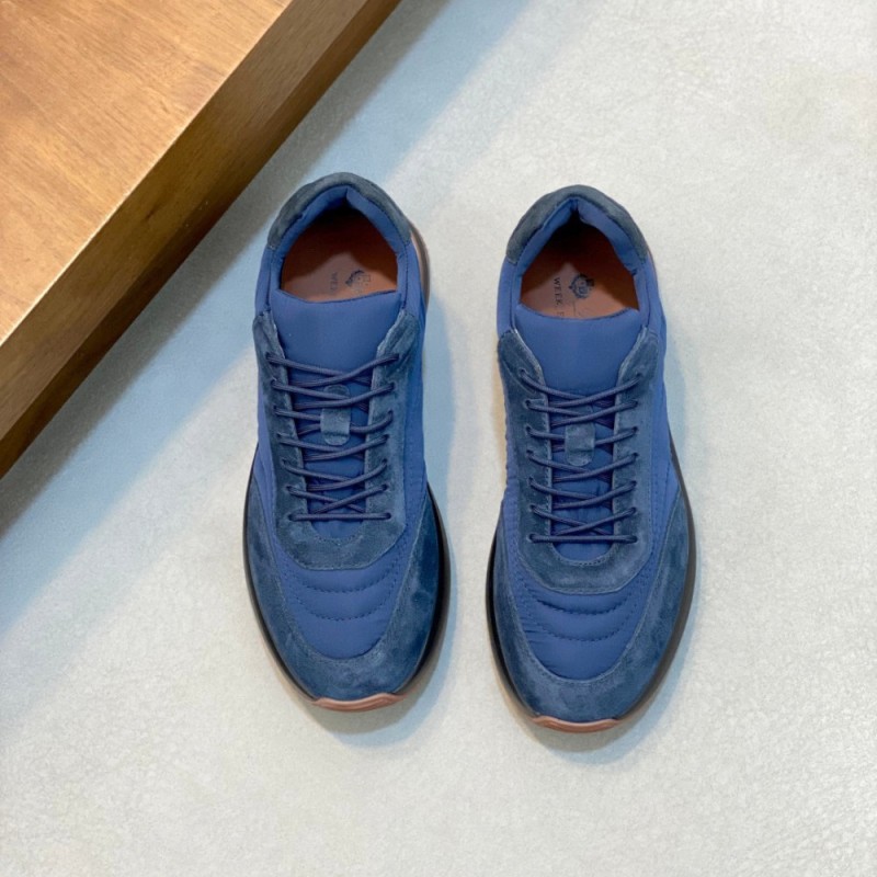 Loro Piana Week End Walk Sneaker FAP9780 in navy blue suede with Wind microfibre and Storm System, single side view