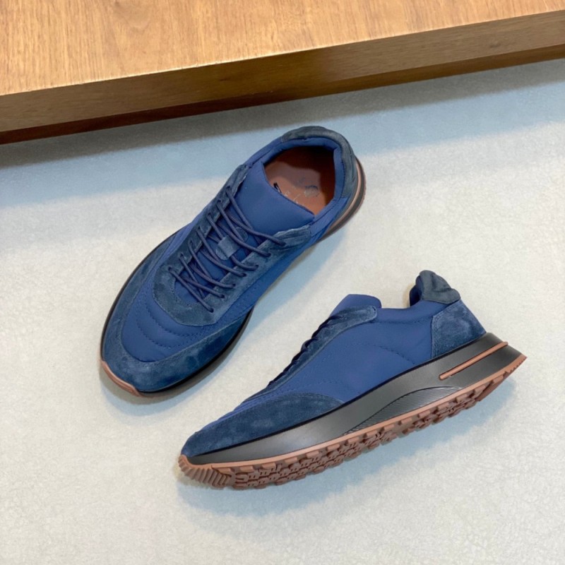 Loro Piana Week End Walk Sneaker FAP9780 in navy blue suede with Wind microfibre and Storm System, single side view