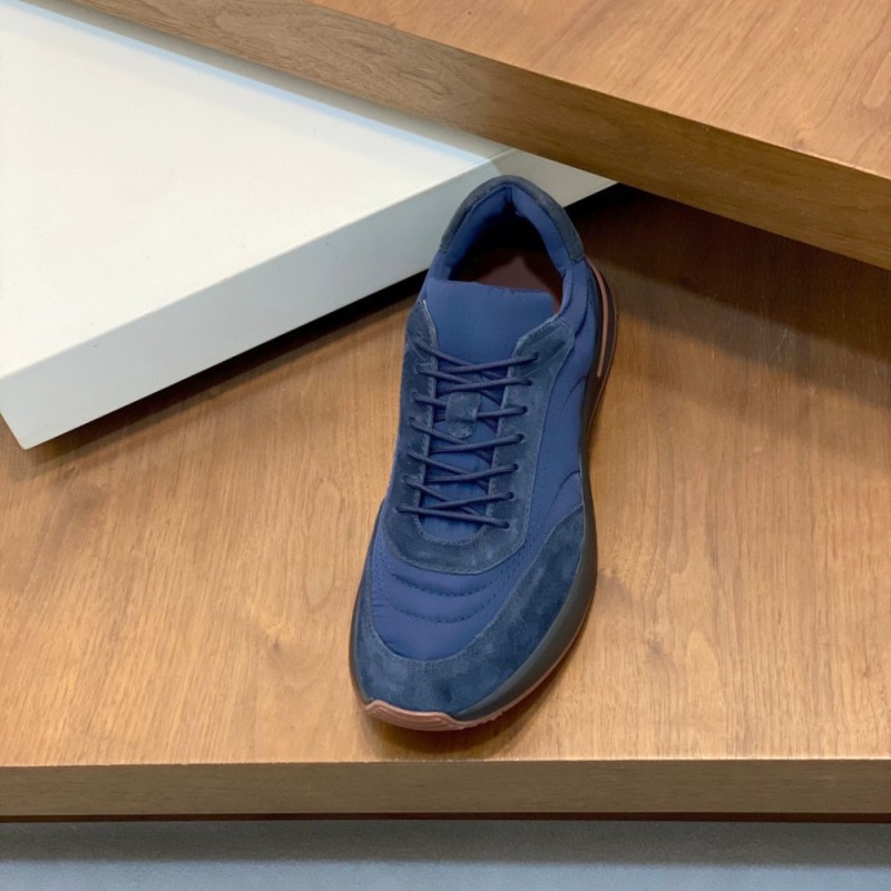 Loro Piana Week End Walk Sneaker FAP9780 in navy blue suede with Wind microfibre and Storm System, single side view
