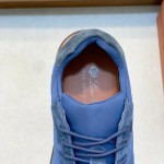 Loro Piana Week End Walk Sneaker FAP9780 in navy blue suede with Wind microfibre and Storm System, single side view